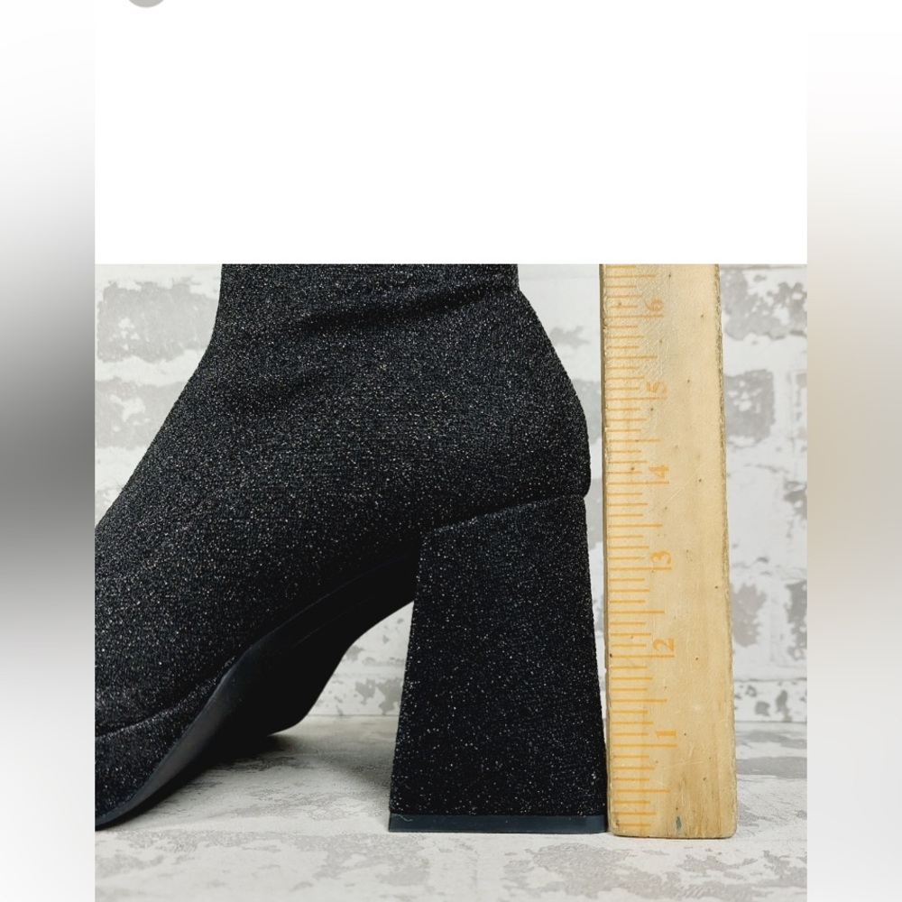 New Abound Steffie Glittery Black Heeled Boots Booties Women’s Size 8 Y2K style - Picture 3 of 9